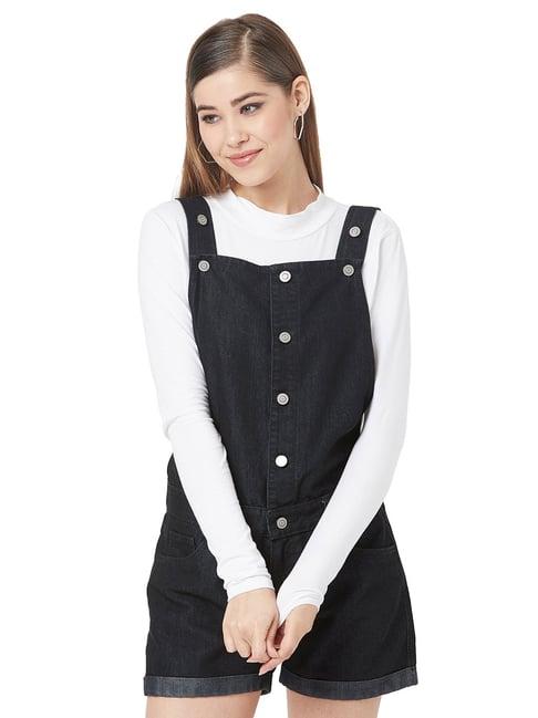 miss chase black above knee denim dungaree