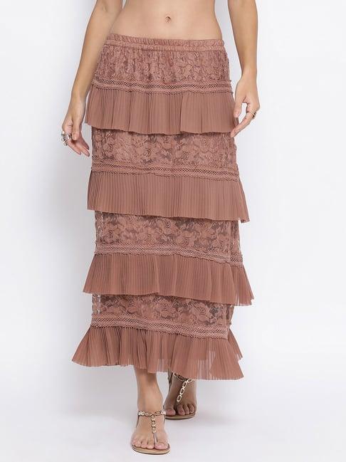 lela brown net frill with lace skirt