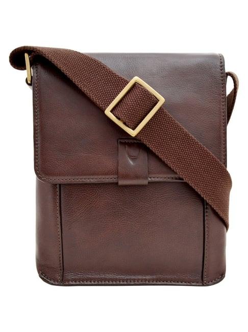 hidesign aiden 03 brown solid leather sling bag