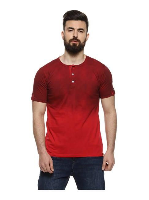 campus sutra red henley t-shirt