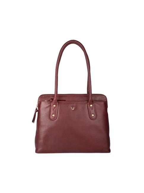 hidesign red solid medium shoulder handbag