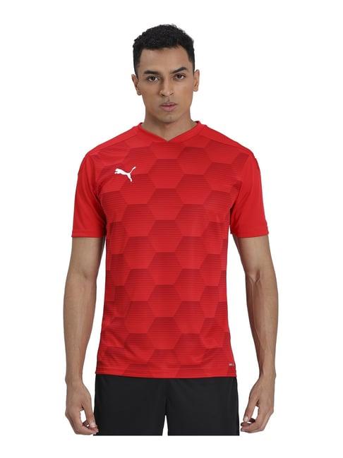 puma red regular fit printed sports t-shirt