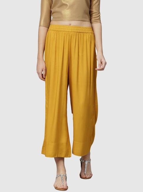 ksut mustard regular fit palazzos