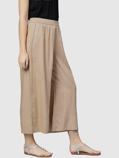 ksut beige regular fit palazzos