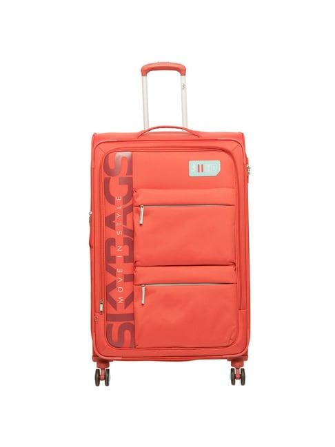 skybags vanguard orange 4 wheel large soft cabin trolley - 51 inch