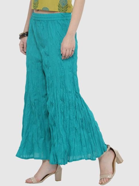 ksut turquoise cotton regular fit palazzos