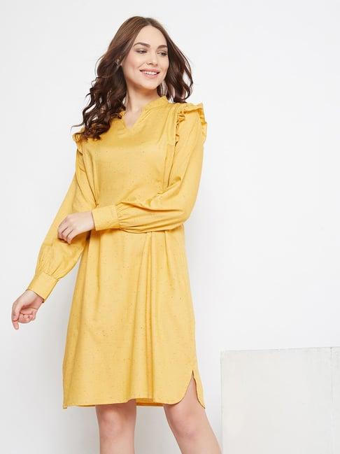 the kaftan company yellow knee length dress