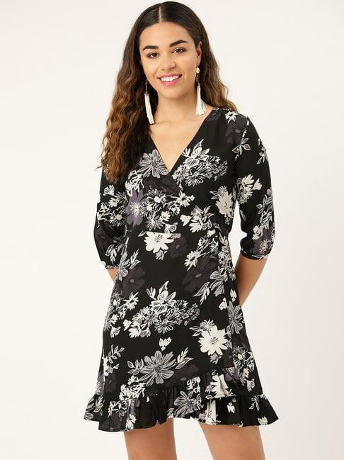 style quotient black floral print dress