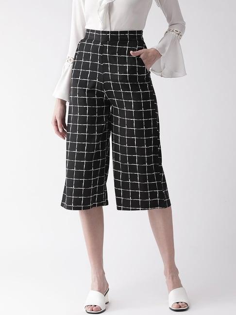 style quotient black checks culottes