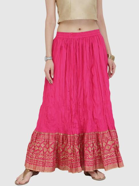 ksut pink cotton printed skirts