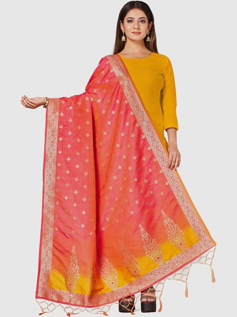 mimosa peach woven pattern dupatta