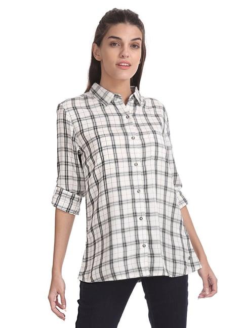 u.s. polo assn. white chequered shirt