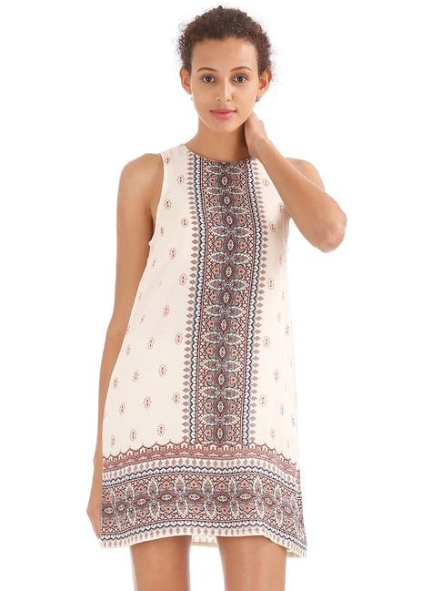 aeropostale cream printed above knee dress