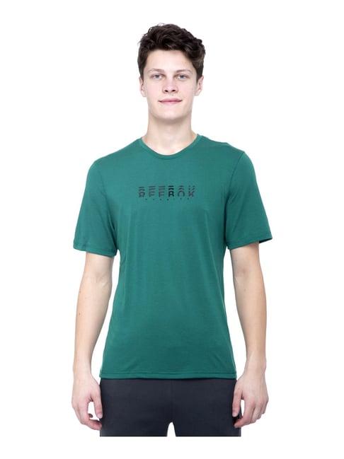 reebok re ss cf tee green slim fit t-shirt