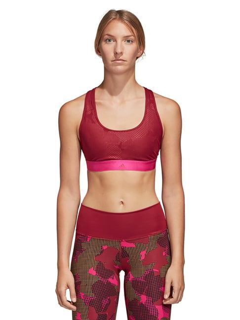 adidas red non wired non padded sports bra