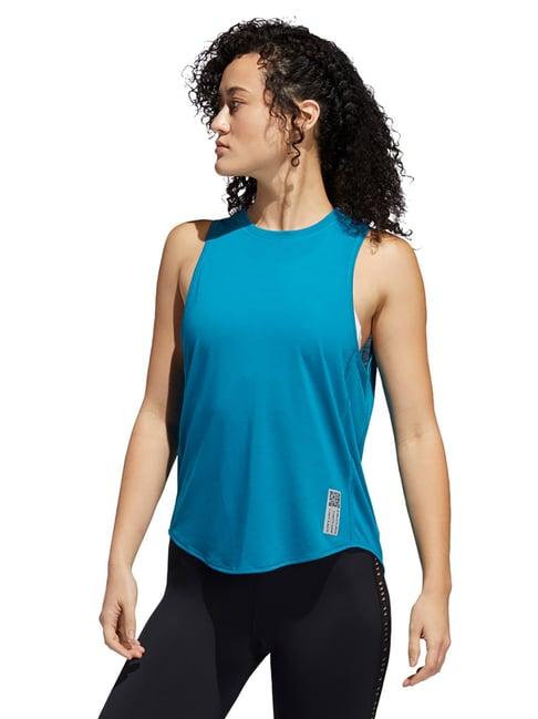 adidas turquoise round neck tank top