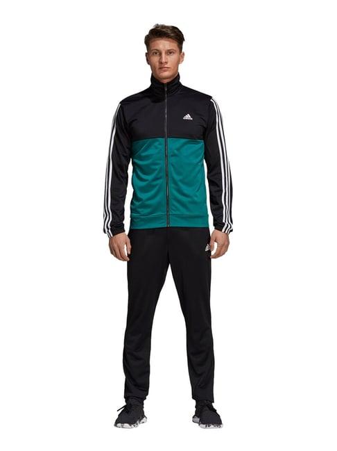 adidas pes tri 3s ts green & black regular fit color block tracksuit