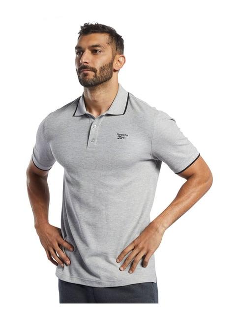 reebok te polo grey slim fit polo t-shirt