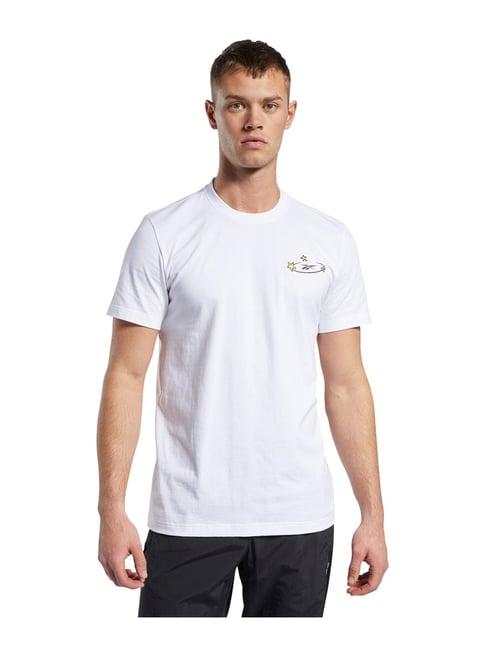 reebok classics white cotton slim fit sports t-shirt