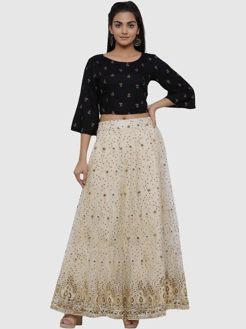 juniper black & beige embellished lehenga choli set