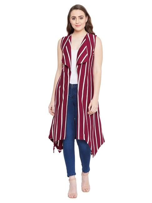 hypernation maroon striped shrug