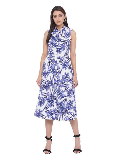 oxolloxo white printed conversation midi dress