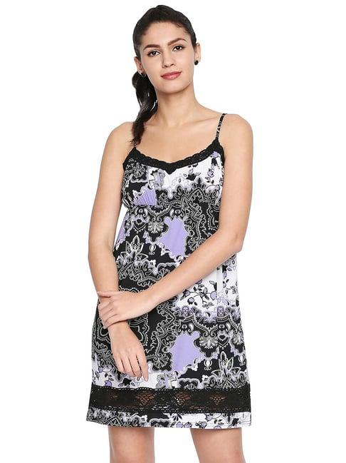 oxolloxo black & white scarf print lucy glam strap dress