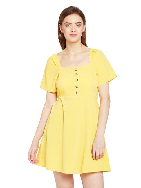 oxolloxo yellow sunshine passion velvet button dress