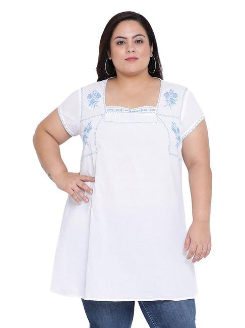 oxolloxo white curves emerald rock embro tunic