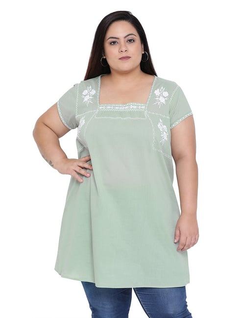 oxolloxo green curves sage effect embro tunic