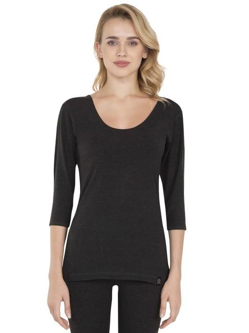 jockey 2511 women's soft touch microfiber elastane stretch three quarter sleeve thermal top