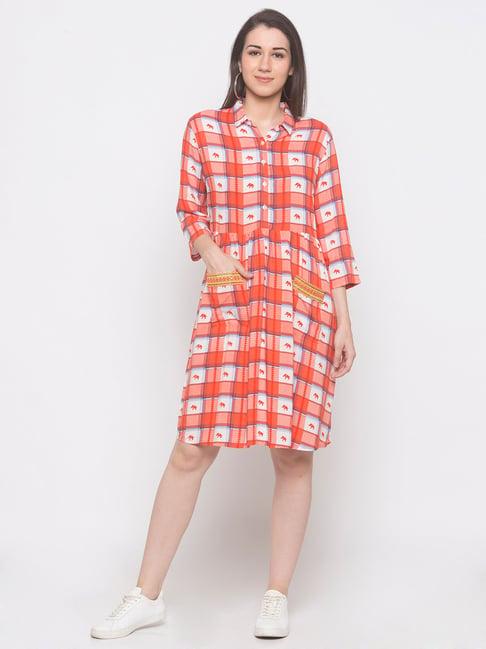 globus red & white checks tunic