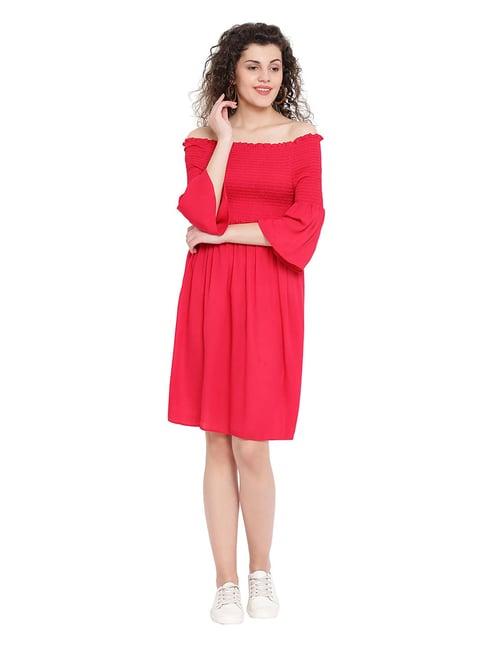 oxolloxo red down shanya off shoulder dress