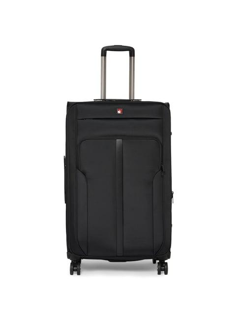 swiss brand grande black 8 wheel large soft cabin trolley - 43.18 inch