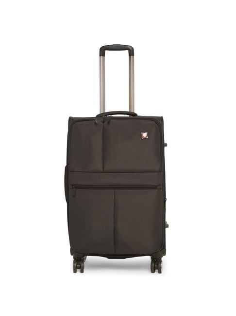 swiss brand vevey black 8 wheel medium soft cabin trolley - 42 inch