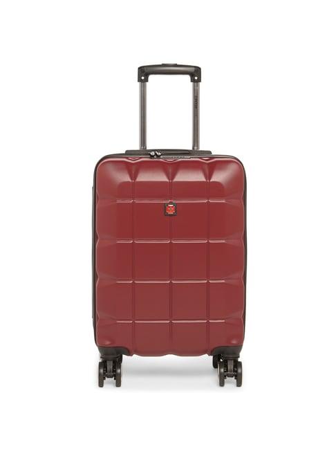 swiss brand friburg maroon 8 wheel small hard cabin trolley - 35 inch