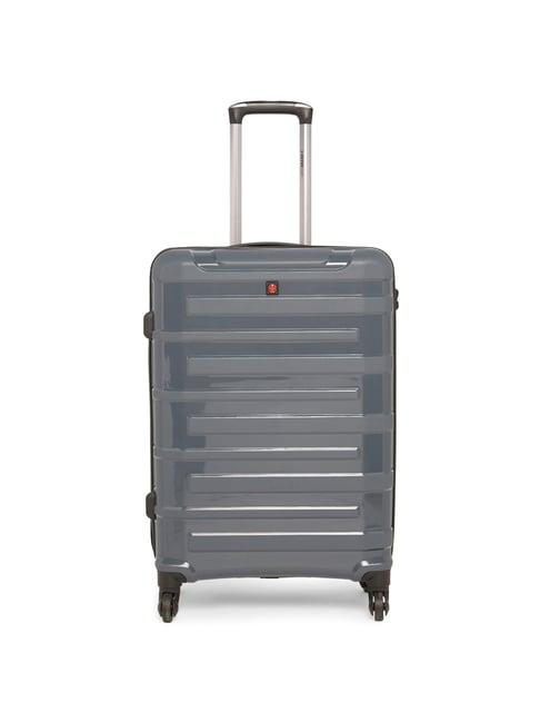 swiss brand sion grey 4 wheel medium hard cabin trolley - 47 inch