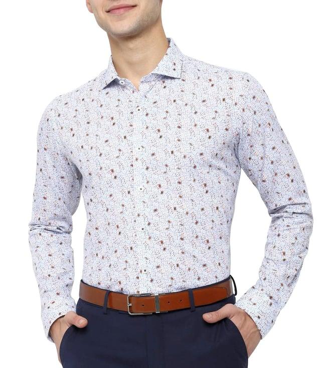 simon carter london blue slim fit printed shirt