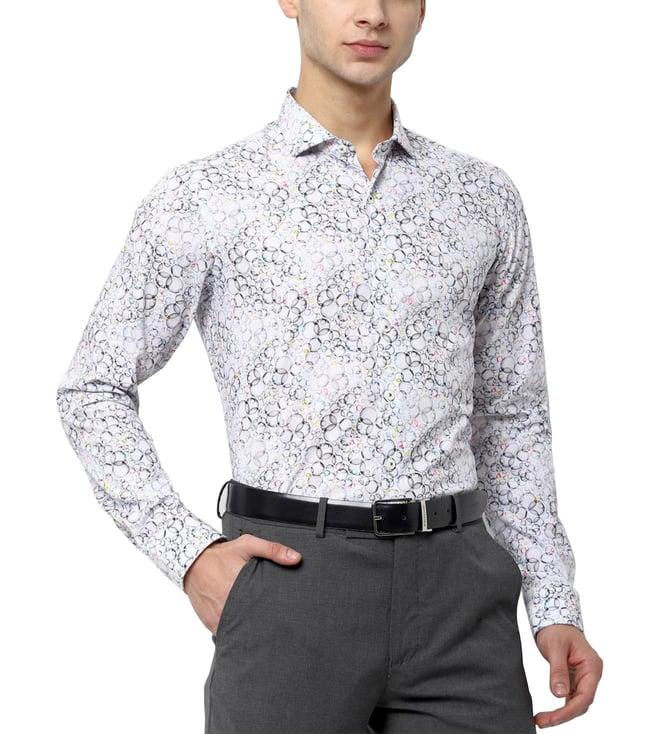 simon carter london white regular fit printed shirt