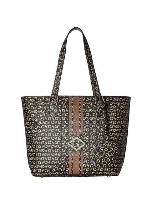 giordano monogram brown printed medium tote handbag