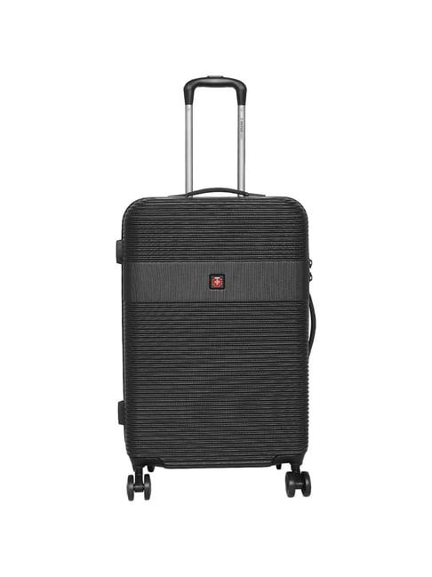 swiss brand cairo black 8 wheel medium hard cabin trolley - 69 cm