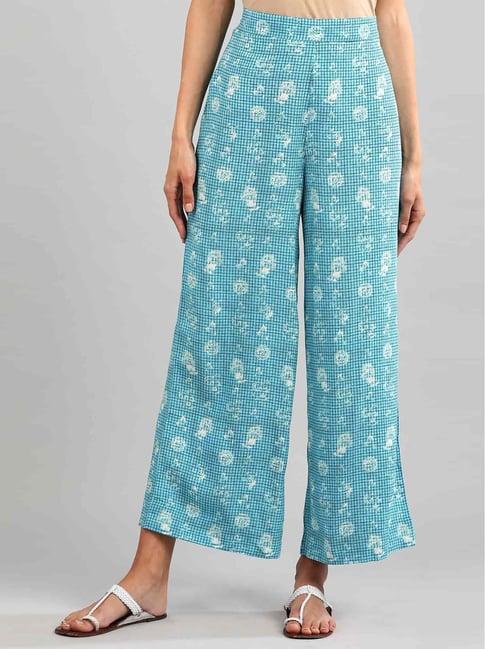 aurelia blue floral print palazzos