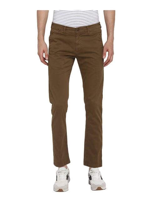 spykar brown slim fit chinos