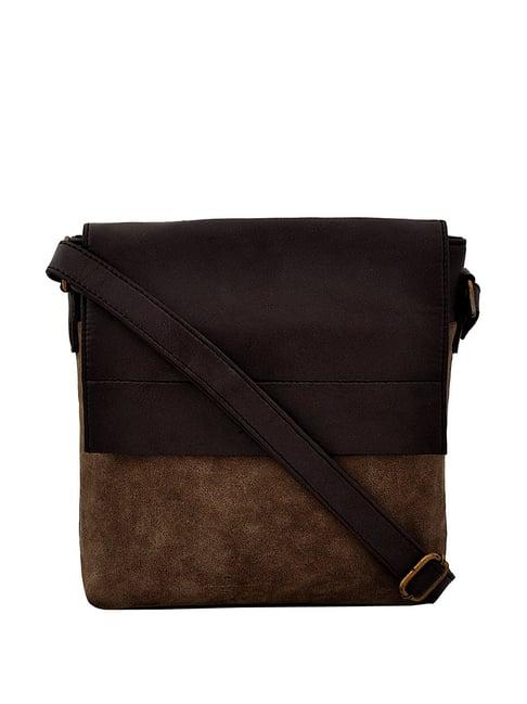 yelloe brown solid medium cross body bag