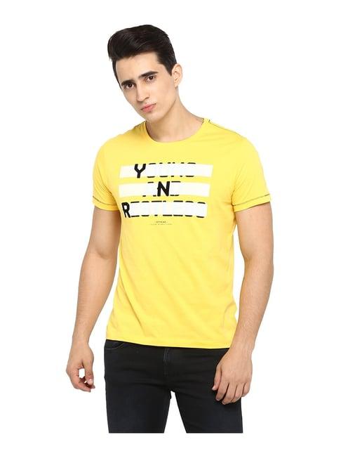 spykar yellow crew neck t-shirt