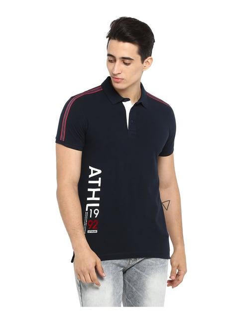 spykar navy polo cotton t-shirt