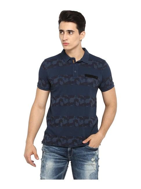 spykar navy polo cotton t-shirt