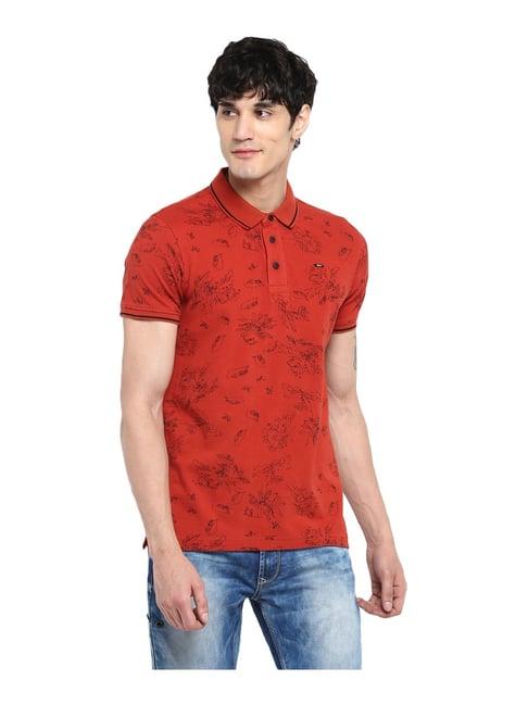 spykar rust polo cotton t-shirt