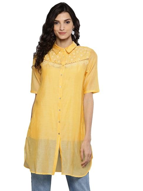 label ritu kumar lemon textured tunic with camisole