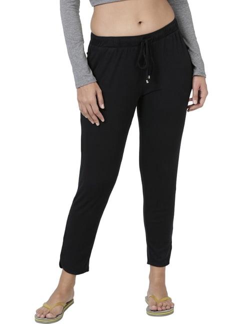 enamor black regular fit pants